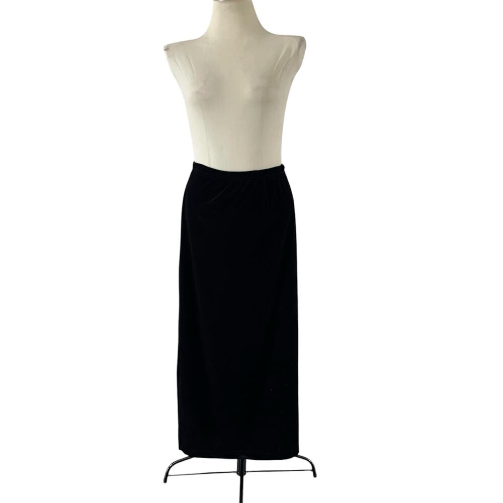 Vtg Y2K 2000s Black Velvet Maxi Skirt Plus 1X Whimsygoth Witchy Fairy Grunge